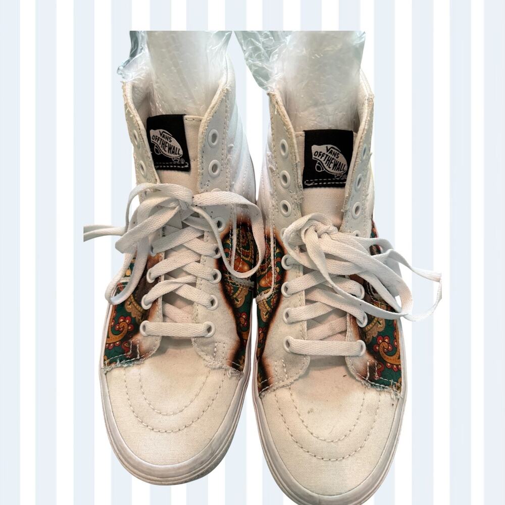 Vans Off The Wall Sk8Hi High Tops Lightning Bolt Sole Multicolor Paisley 9.5W 8M